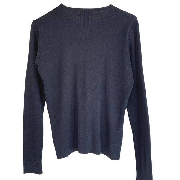 VTG Lauren Ralph Lauren Womens Navy 100% Silk Cardigan Size M - Picture 5 of 6